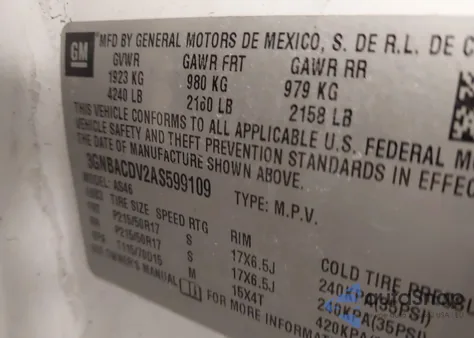 2010 Chevrolet Hhr Lt z USA, uszkodzony, nr VIN 3GNBACDV2AS599109